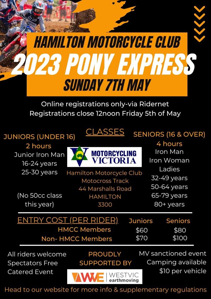 2023 Hamilton MCC Pony Express poster